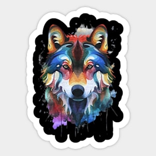 Watercolor Wolf Sticker